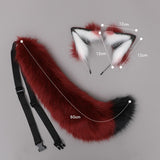 Maxbell Plush Wolf Ears and Tail Set Lolita Cosplay for Stage Shows Dress up Props Khaki