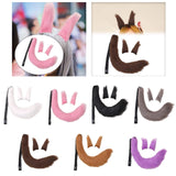 Maxbell 3x Plush Ears and Tail Set Women Girls Cosplay for Dance Fancy Prop Carnival white