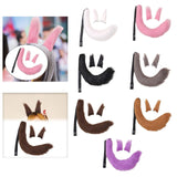 Maxbell 3x Plush Ears and Tail Set Women Girls Cosplay for Dance Fancy Prop Carnival white