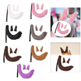 Maxbell 3x Plush Ears and Tail Set Women Girls Cosplay for Dance Fancy Prop Carnival white