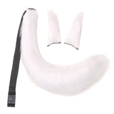 Maxbell 3x Plush Ears and Tail Set Women Girls Cosplay for Dance Fancy Prop Carnival white