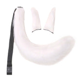 Maxbell 3x Plush Ears and Tail Set Women Girls Cosplay for Dance Fancy Prop Carnival white