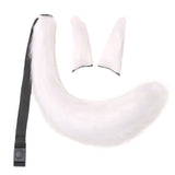 Maxbell 3x Plush Ears and Tail Set Women Girls Cosplay for Dance Fancy Prop Carnival white