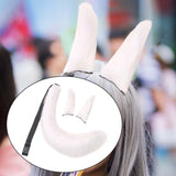 Maxbell 3x Plush Ears and Tail Set Women Girls Cosplay for Dance Fancy Prop Carnival white