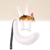 Maxbell 3x Plush Ears and Tail Set Women Girls Cosplay for Dance Fancy Prop Carnival white