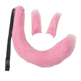 Maxbell 3x Plush Ears and Tail Set Women Girls Cosplay for Dance Fancy Prop Carnival pink