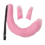 Maxbell 3x Plush Ears and Tail Set Women Girls Cosplay for Dance Fancy Prop Carnival pink