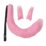 Maxbell 3x Plush Ears and Tail Set Women Girls Cosplay for Dance Fancy Prop Carnival pink