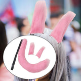 Maxbell 3x Plush Ears and Tail Set Women Girls Cosplay for Dance Fancy Prop Carnival pink