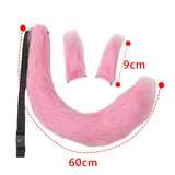 Maxbell 3x Plush Ears and Tail Set Women Girls Cosplay for Dance Fancy Prop Carnival pink