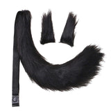 Maxbell 3x Plush Ears and Tail Set Women Girls Cosplay for Dance Fancy Prop Carnival black