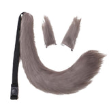 Maxbell 3x Plush Ears and Tail Set Women Girls Cosplay for Dance Fancy Prop Carnival gray