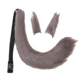 Maxbell 3x Plush Ears and Tail Set Women Girls Cosplay for Dance Fancy Prop Carnival gray