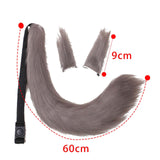 Maxbell 3x Plush Ears and Tail Set Women Girls Cosplay for Dance Fancy Prop Carnival gray