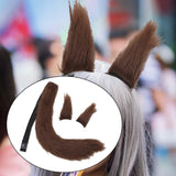 Maxbell 3x Plush Ears and Tail Set Women Girls Cosplay for Dance Fancy Prop Carnival coffee