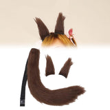 Maxbell 3x Plush Ears and Tail Set Women Girls Cosplay for Dance Fancy Prop Carnival coffee