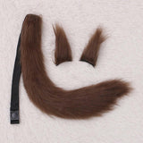 Maxbell 3x Plush Ears and Tail Set Women Girls Cosplay for Dance Fancy Prop Carnival coffee