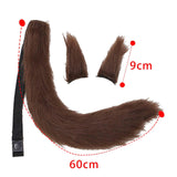 Maxbell 3x Plush Ears and Tail Set Women Girls Cosplay for Dance Fancy Prop Carnival coffee