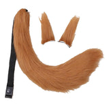 Maxbell 3x Plush Ears and Tail Set Women Girls Cosplay for Dance Fancy Prop Carnival brown