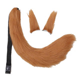 Maxbell 3x Plush Ears and Tail Set Women Girls Cosplay for Dance Fancy Prop Carnival brown