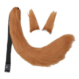 Maxbell 3x Plush Ears and Tail Set Women Girls Cosplay for Dance Fancy Prop Carnival brown