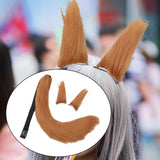 Maxbell 3x Plush Ears and Tail Set Women Girls Cosplay for Dance Fancy Prop Carnival brown