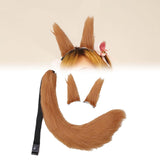 Maxbell 3x Plush Ears and Tail Set Women Girls Cosplay for Dance Fancy Prop Carnival brown