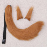 Maxbell 3x Plush Ears and Tail Set Women Girls Cosplay for Dance Fancy Prop Carnival brown