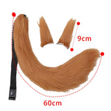 Maxbell 3x Plush Ears and Tail Set Women Girls Cosplay for Dance Fancy Prop Carnival brown