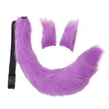 Maxbell 3x Plush Ears and Tail Set Women Girls Cosplay for Dance Fancy Prop Carnival violet