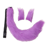 Maxbell 3x Plush Ears and Tail Set Women Girls Cosplay for Dance Fancy Prop Carnival violet