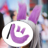 Maxbell 3x Plush Ears and Tail Set Women Girls Cosplay for Dance Fancy Prop Carnival violet