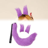 Maxbell 3x Plush Ears and Tail Set Women Girls Cosplay for Dance Fancy Prop Carnival violet