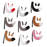 Maxbell Faux Fur Ears and Tail Set Fancy Dress Costume for Birthday Carnival Party White Red