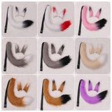 Maxbell Faux Fur Ears and Tail Set Fancy Dress Costume for Birthday Carnival Party White Red