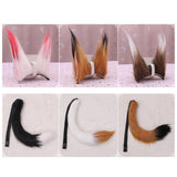 Maxbell Faux Fur Ears and Tail Set Fancy Dress Costume for Birthday Carnival Party White Red