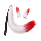 Maxbell Faux Fur Ears and Tail Set Fancy Dress Costume for Birthday Carnival Party White Red