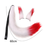 Maxbell Faux Fur Ears and Tail Set Fancy Dress Costume for Birthday Carnival Party White Red