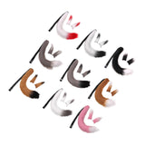 Maxbell Faux Fur Ears and Tail Set Fancy Dress Costume for Birthday Carnival Party White Red