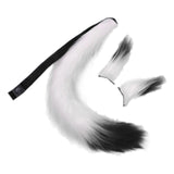 Maxbell Faux Fur Ears and Tail Set Fancy Dress Costume for Birthday Carnival Party White Black