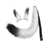 Maxbell Faux Fur Ears and Tail Set Fancy Dress Costume for Birthday Carnival Party White Black
