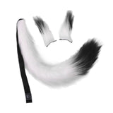 Maxbell Faux Fur Ears and Tail Set Fancy Dress Costume for Birthday Carnival Party White Black