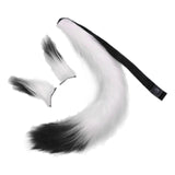 Maxbell Faux Fur Ears and Tail Set Fancy Dress Costume for Birthday Carnival Party White Black