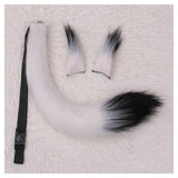 Maxbell Faux Fur Ears and Tail Set Fancy Dress Costume for Birthday Carnival Party White Black