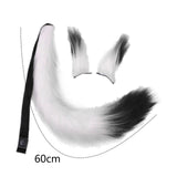 Maxbell Faux Fur Ears and Tail Set Fancy Dress Costume for Birthday Carnival Party White Black