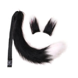 Maxbell Faux Fur Ears and Tail Set Fancy Dress Costume for Birthday Carnival Party Black White