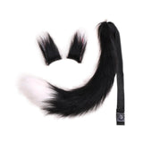 Maxbell Faux Fur Ears and Tail Set Fancy Dress Costume for Birthday Carnival Party Black White
