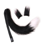 Maxbell Faux Fur Ears and Tail Set Fancy Dress Costume for Birthday Carnival Party Black White