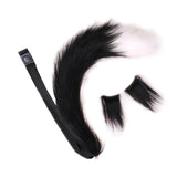 Maxbell Faux Fur Ears and Tail Set Fancy Dress Costume for Birthday Carnival Party Black White