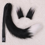Maxbell Faux Fur Ears and Tail Set Fancy Dress Costume for Birthday Carnival Party Black White